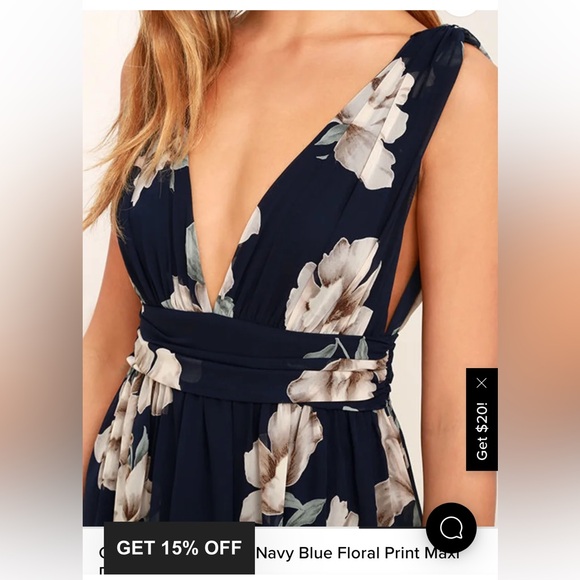 Garden Meandering Navy Blue Floral Print Maxi Dress S NWT - Picture 3 of 9